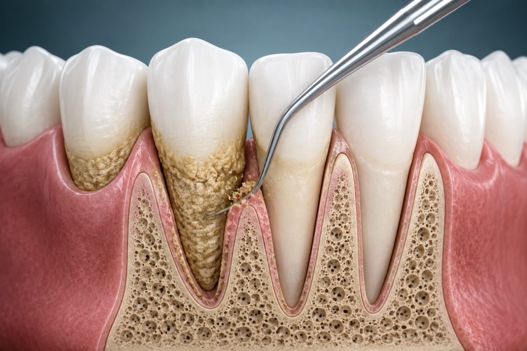Curetaje dental para limpiar el sarro debajo de las encías