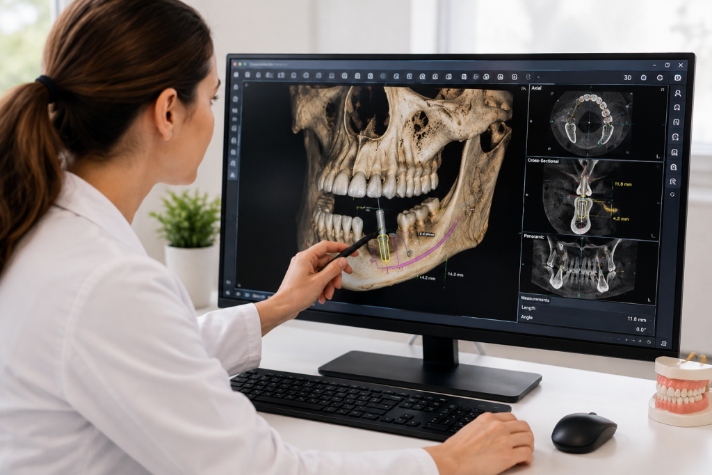 Estudio del hueso mediante TAC 3D antes de colocar implantes dentales